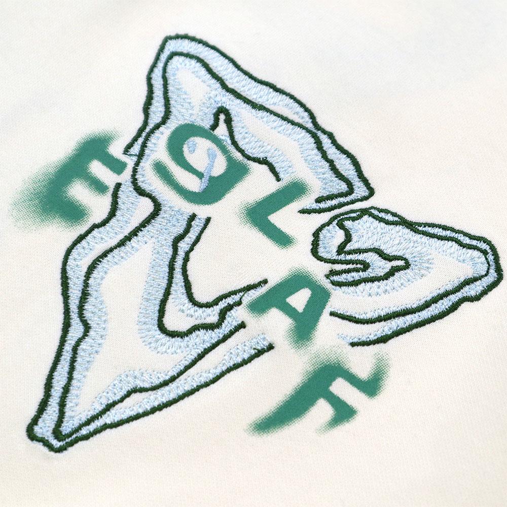 Flames Burn Embroidery Tee (Cream White)