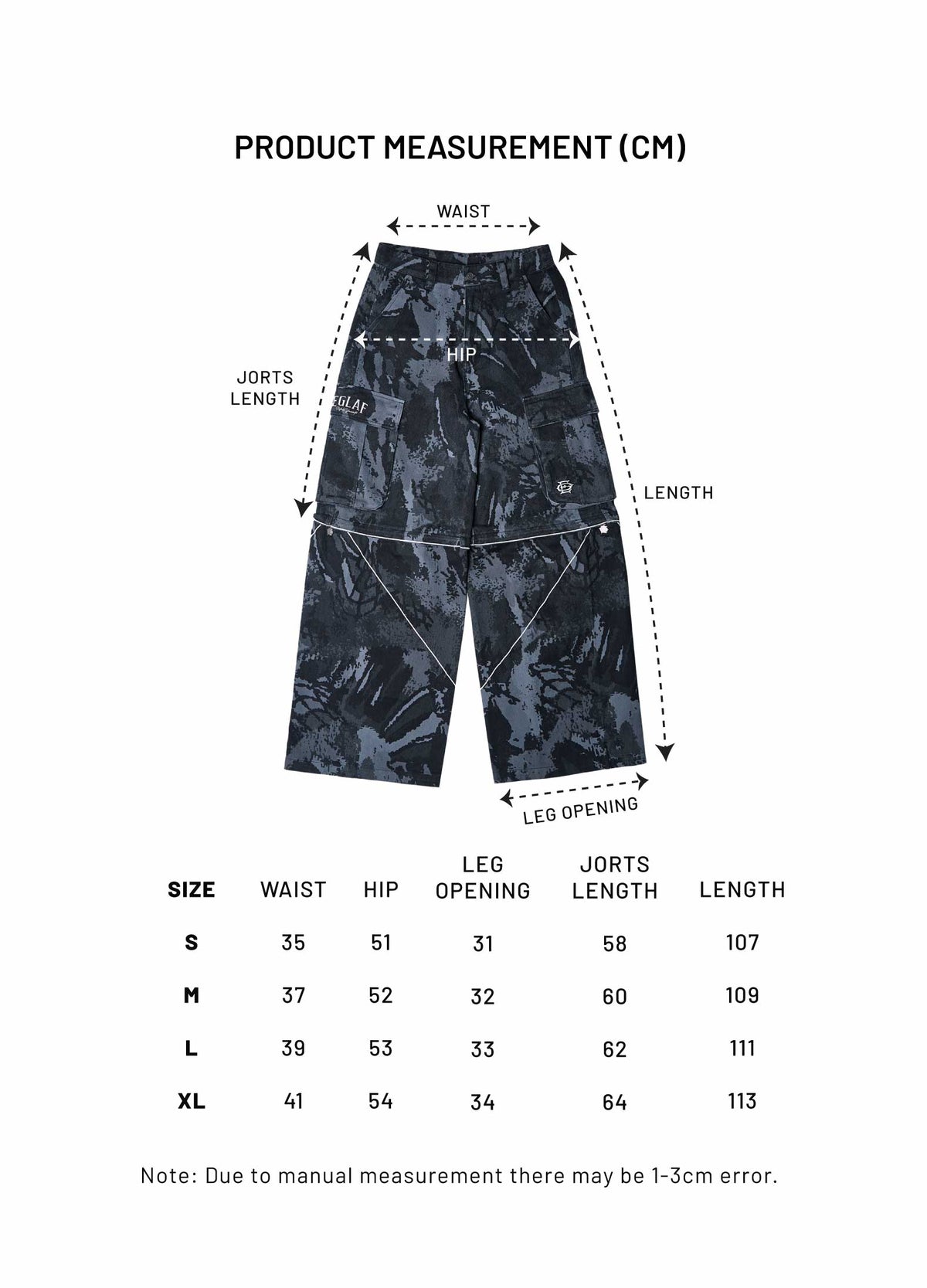 Duo Way Camo Cargo Pants (Black)