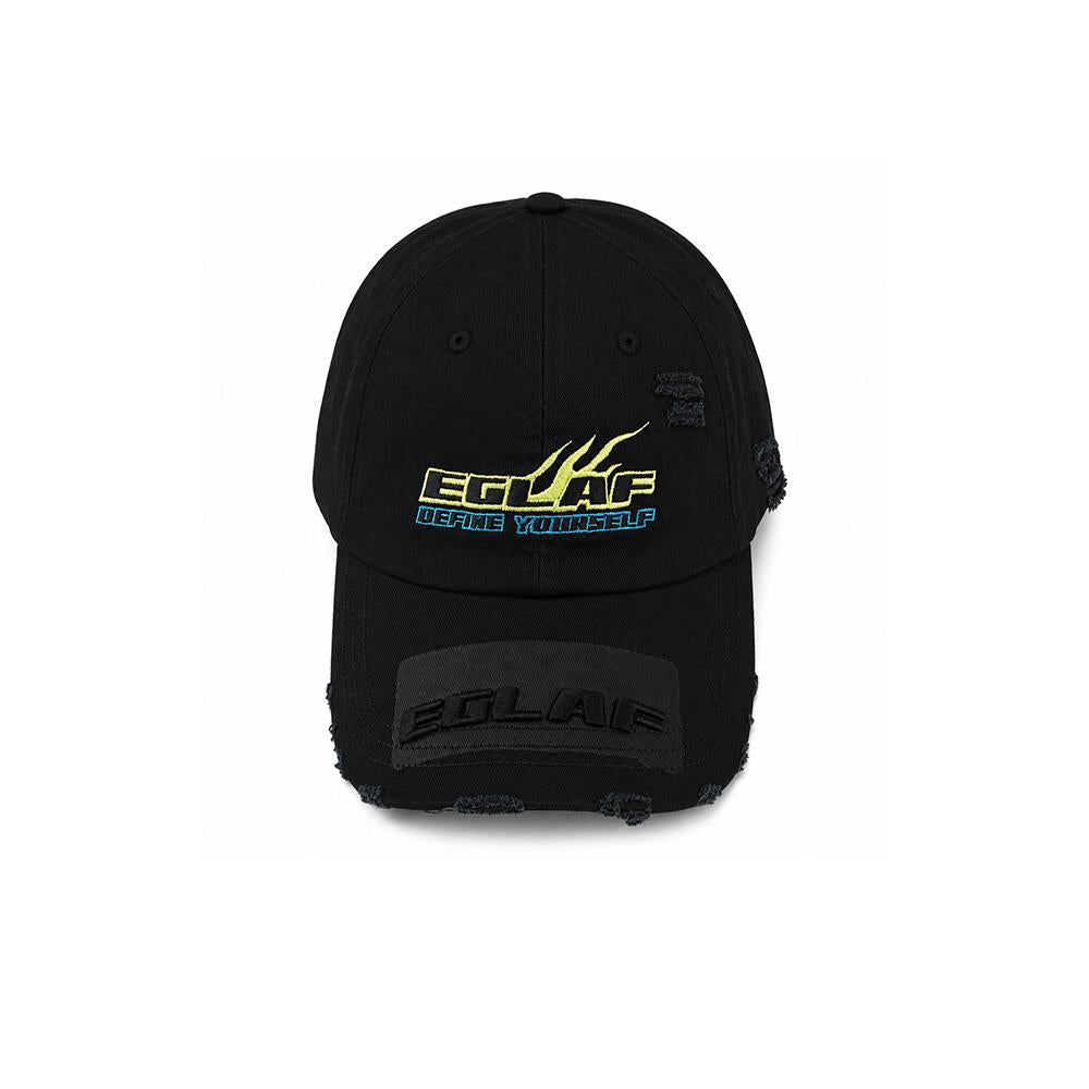 Flame Logo Distressed Cap (Black)
