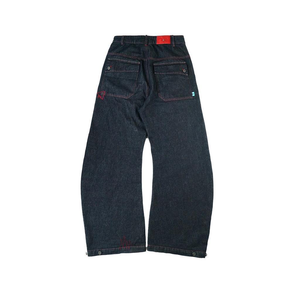 RU Wide Leg Denim Pants (Dark Blue)