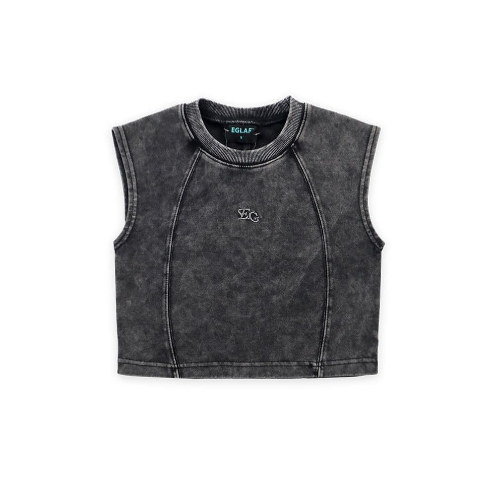 MV Washed Sleeveless Crop Top (Black)