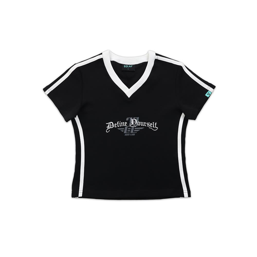 R//W V-neck Crop Top (Black)