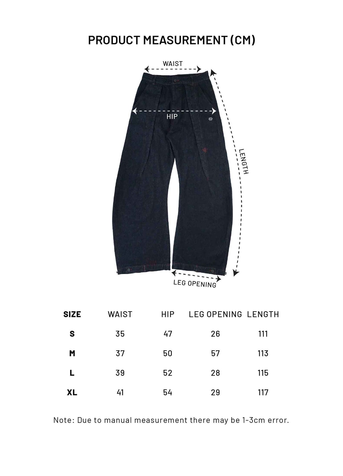 RU Wide Leg Denim Pants (Dark Blue)